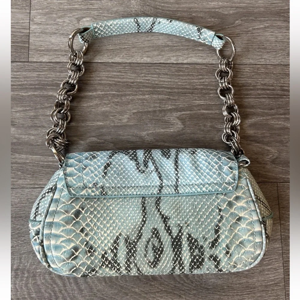 VTG 90’s Y2K Turquoise Exotic Snakeskin Python Luxury Handbag RARE - Picture 6 of 16